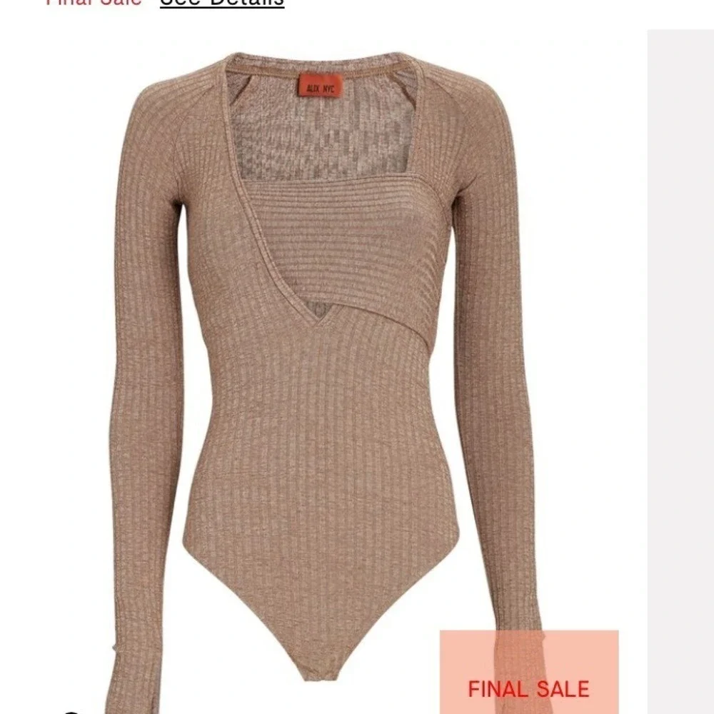 ALIX NYCBianca Marled Rib Knit Bodysuit chestnut size L NWT classic‎ elegant